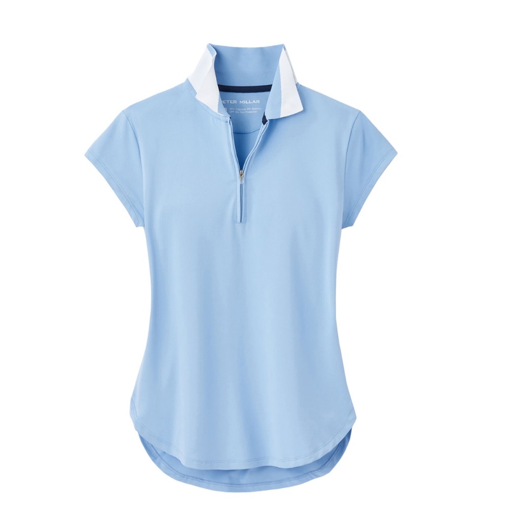 Peter Millar Women's Cottage Blue / White Bianca Cap Sleeve Polo